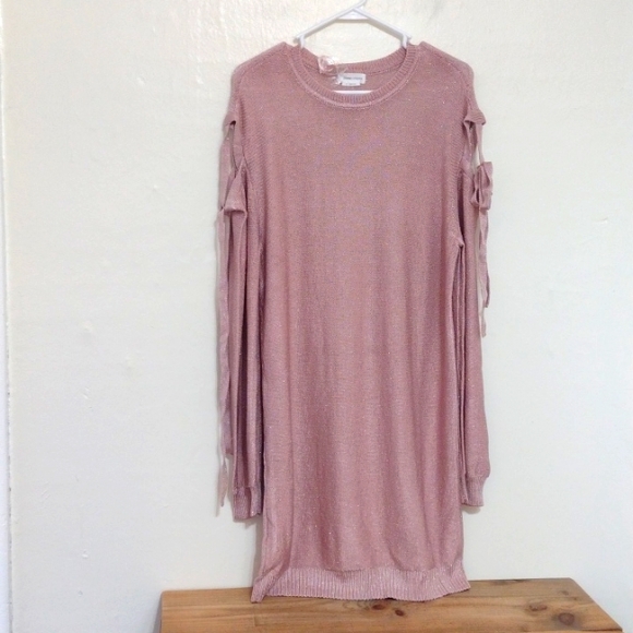 Lovers & Friends Ezra Pink Metallic Tie Sweater Dress Size XL NWT - Picture 14 of 16